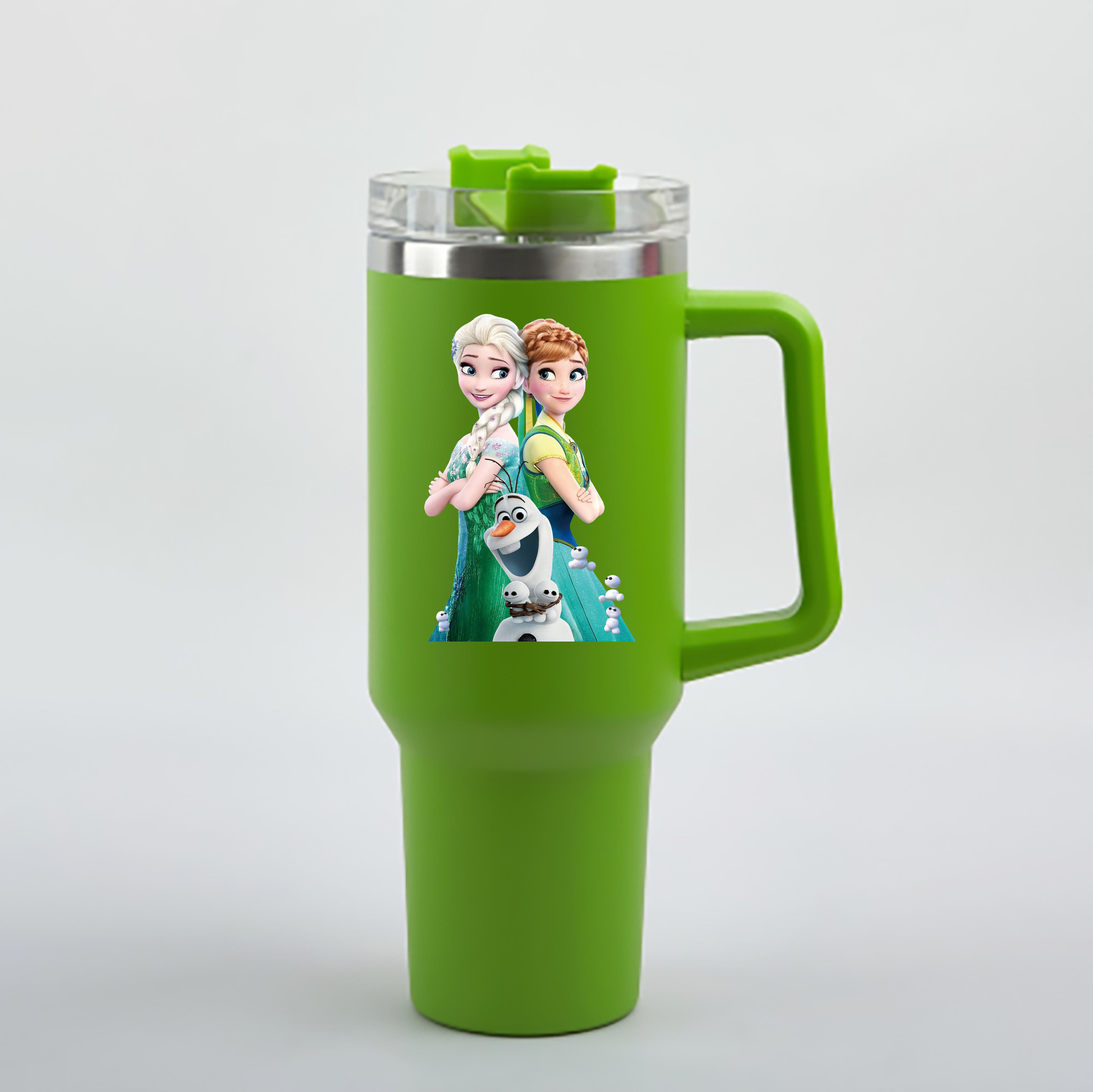 （画像用） アナと雪の女王 アンナ エルサ Frozen Anna Elsa 1200mL車用タンブラー - クリスタルステッカー（プラスチックストロー付き）